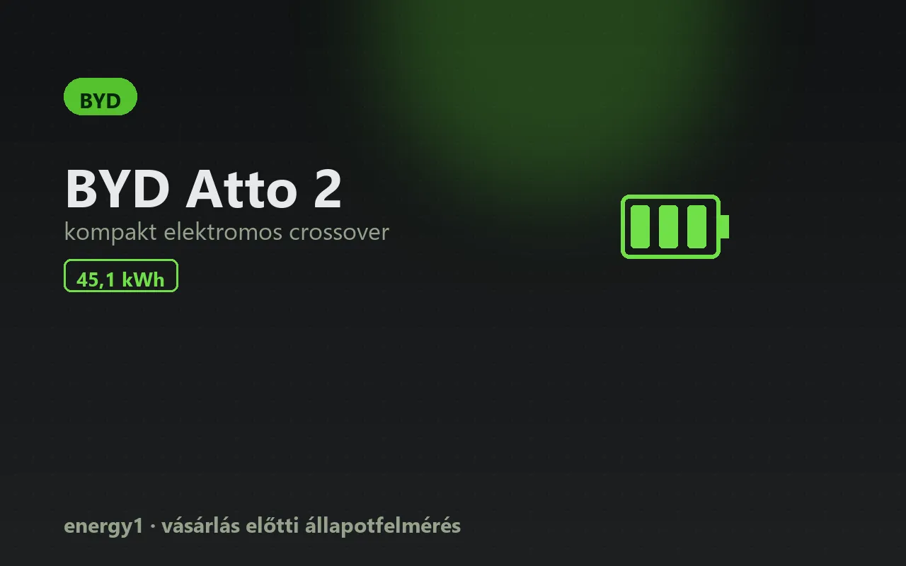 BYD Atto 2 elektromos autó állapotfelmérés